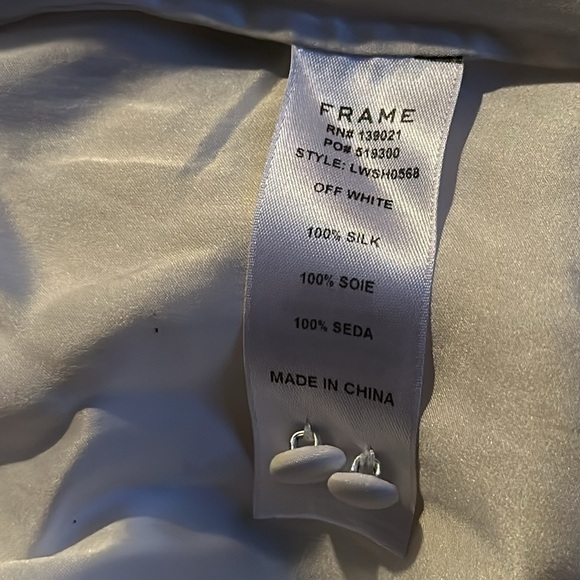 Frame Off White Silk Tie Neck Blouse Shirt Medium - Picture 13 of 14
